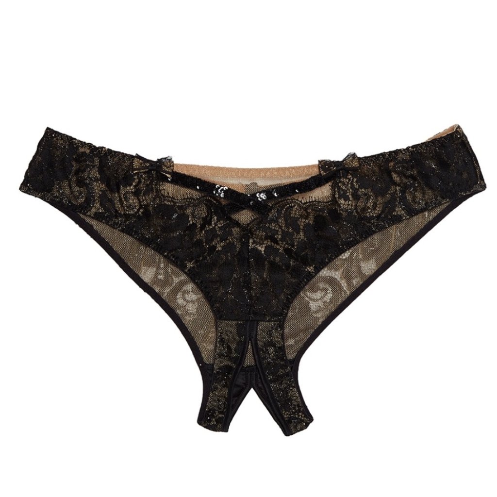 Agent Provocateur Adelia Soiree Black Gold Ouvert Brief Ap2 Small Nwt $530
